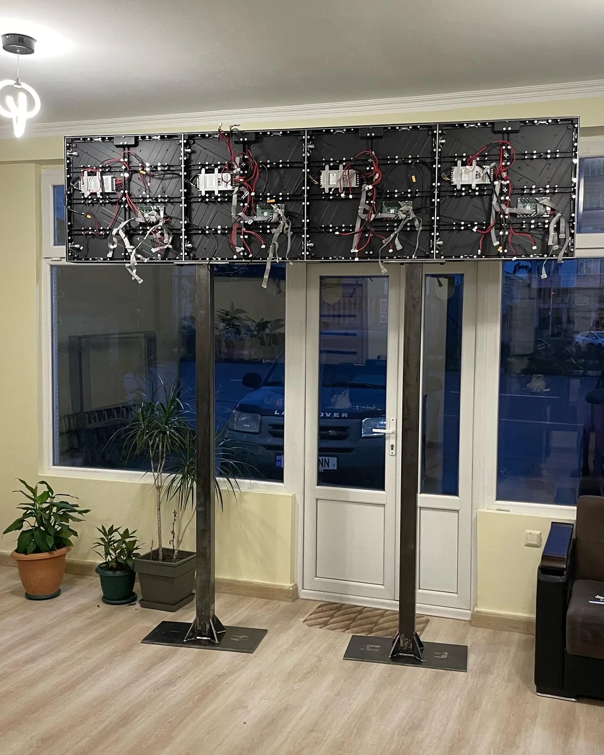 Rear-mounted LED display support frame